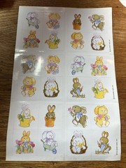 Vintage Hallmark Easter Bunnies Baskets Flowers LARGE Sticker Sheet 6×9 #27-416