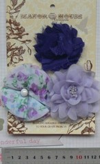 LAVENDER WHITE & Flat PURPLE Mix Fabric 3 Flowers 60-70mm – Manor House