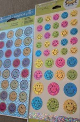 STICKO STICKERONI Smiley Face Stickers Glitter Rainbow (Lot of 4 Sheets) NOS NIP