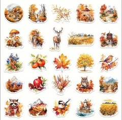 10pcs Pretty Fall Autumn Stickers- Scrapbook, Journal, DIY Crafts & Cards