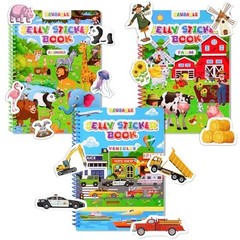 Waterproof Reusable Jelly Sticker Books for Toddlers 2-6 – 3 Set Activity Toys