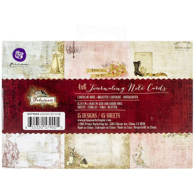 Debutante Journaling Notecards 4X6 3 Each Of 15 Designs
