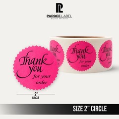 Thank You For Your Order Stickers- Neon Pink 2″ Starburst 250/Roll