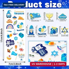 UPINS Happy Hanukkah Stickers, Foam 3D Puffy Stickers Dreidels Menorah Candles C