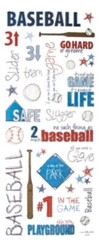 Baseball Bat Slider Game Safe Doodle Phrase Scrapbook Stickers 5” x 12”