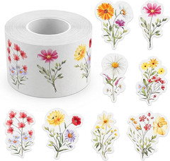 500Pcs Wildflower Stickers Self-Adhesive Waterproof Colorful Floral Paper