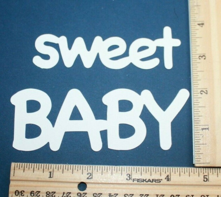 👣💜10 SWEET BABY PHRASE cardstock paper die cut embellishments