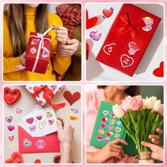 Valentines Stickers 24 Sheets Colorful Love Heart for Kids,