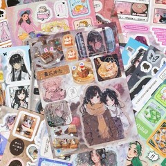 800+ PCS Kawaii Retro Anime Stickers Book | Cute Manga Die-Cut for Scrapbooking,