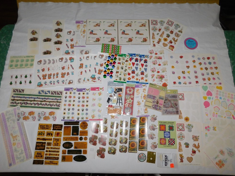 LARGE LOT VTG STICKERS 90s SOME SEALED FLORAL COUNTRY BEARS SUSAN WINGET ART 3D