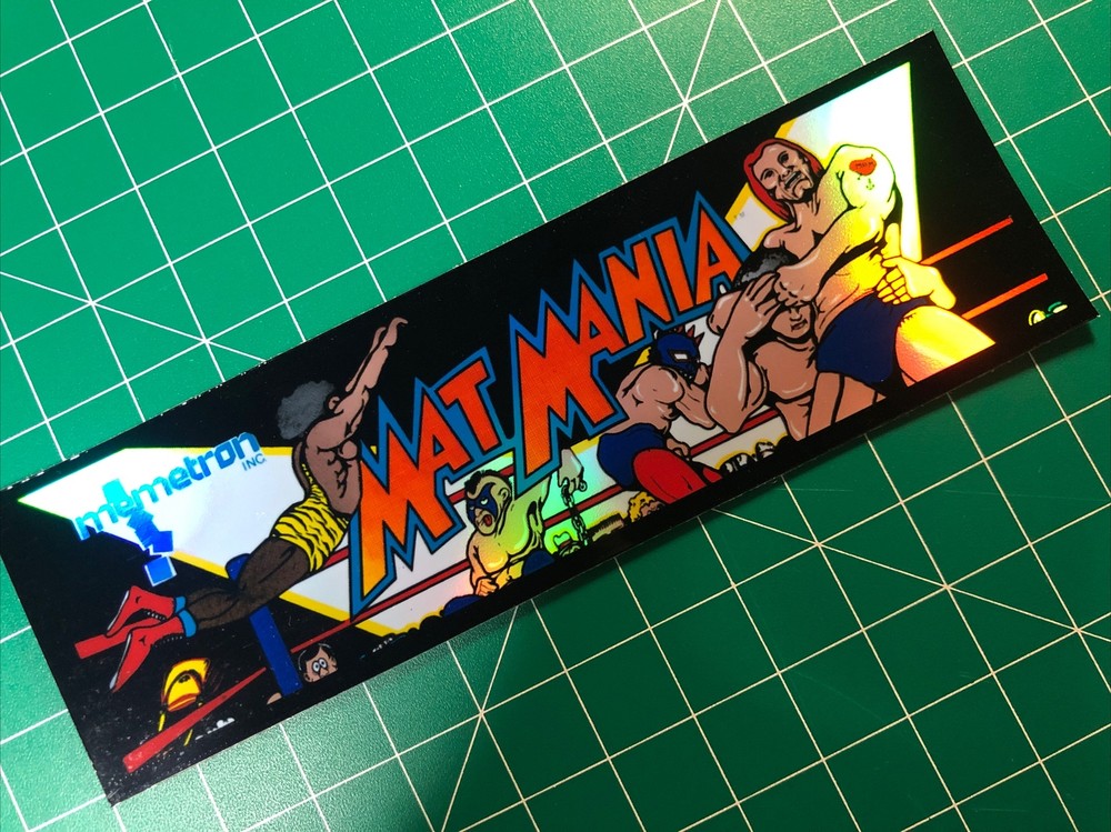 Mat Mania Arcade Marquee Sticker Decal 1.85×6” Holographic Glossy Vinyl