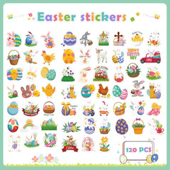 Easter Stickers | 120 PCS Egg Bunny Stickers for Kids -Easter Egg Stuffers – Vin