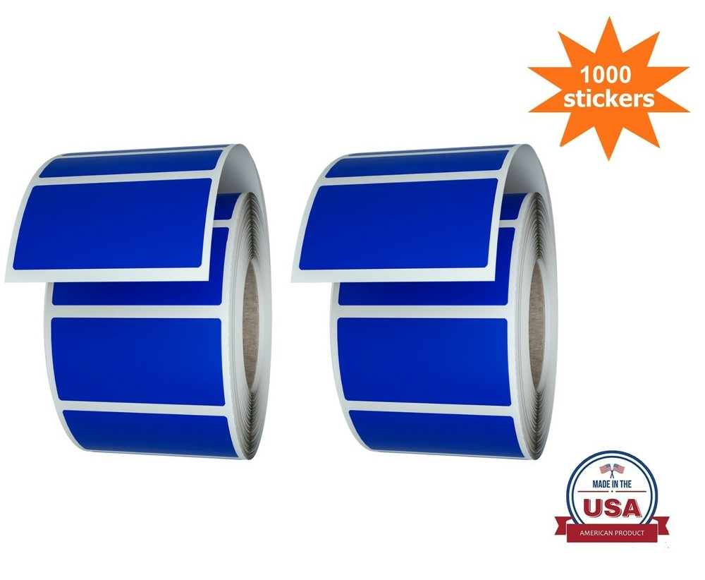 Blue Rectangular Colored Labels 1.57in x 0.75in (4cm x 2cm) 1000 Pack on Rolls