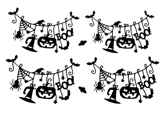 SPIDER WEB, WITCHES HAT, BOO, BAT CLOTHES LINE SILHOUETTE DIE CUT/ CUTS
