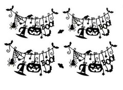 SPIDER WEB, WITCHES HAT, BOO, BAT CLOTHES LINE SILHOUETTE DIE CUT/ CUTS
