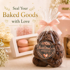 100PCS with Love Stickers, Transparent Rose Gold Foil Labels for Boutique Small