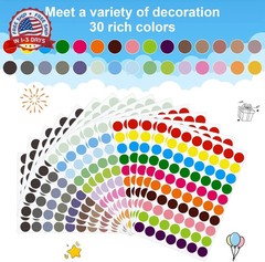 1050 Pcs Dot Stickers 3/4 Inch Colored Dot Stickers 30 Color Circle Coding Label