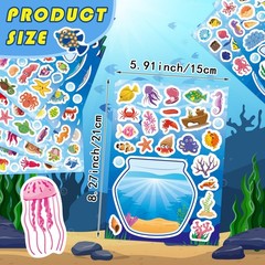 24 Sheets Make Your Own Ocean Stickers for Kids, Summer Sea Animal Color