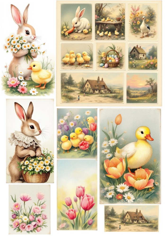 Easter Decoupage Rice Paper For Ornament-Wood Art A4 1 Sheet
