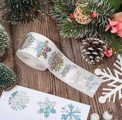 100 PCS Christmas Lights Tree Snow Santa Hat Gingerbread Metallic Foil Stickers