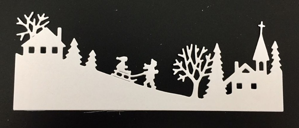 Christmas Die Cuts * Winter Wonderland Border * Set of 12 * White Cardstock *