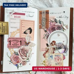 PRSTINCOL 100Pcs Vintage Sticker Pack – Scrapbooking Supplies & Junk Journal Acc