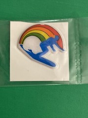 5 Rainbow Puffy Stickers vtg 1980s sailboat surfer sun sail boat bicycle lot A