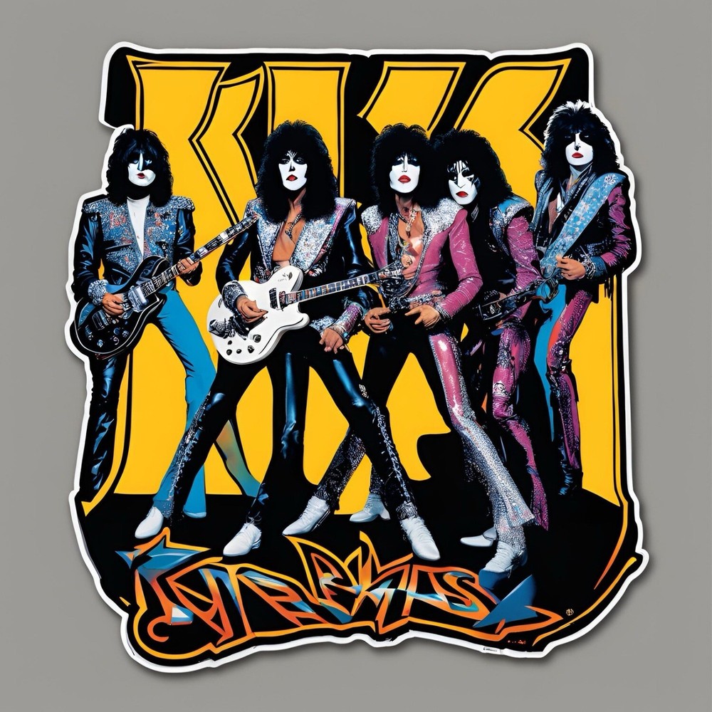 3×2.7” K.I.S.S Rock Band Colourful Decal TRENDING! Sticker NEW DESIGN!