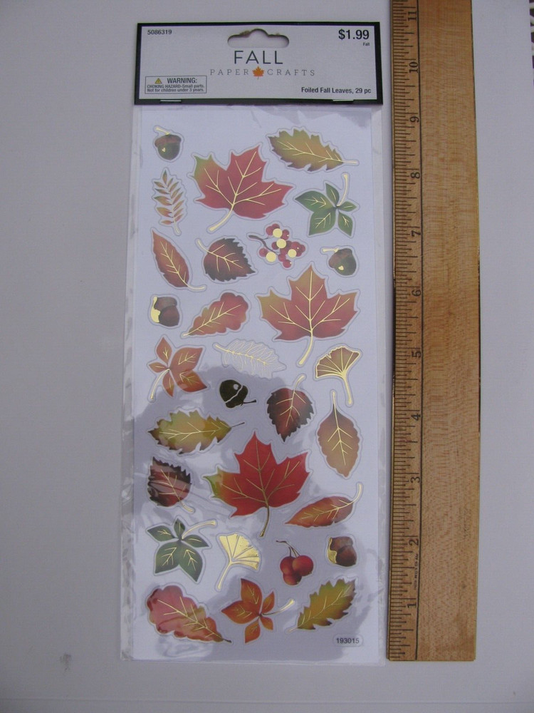 Hobby Lobby FOILED FALL LEAVES STICKERS Flat 29 Pieces NIP