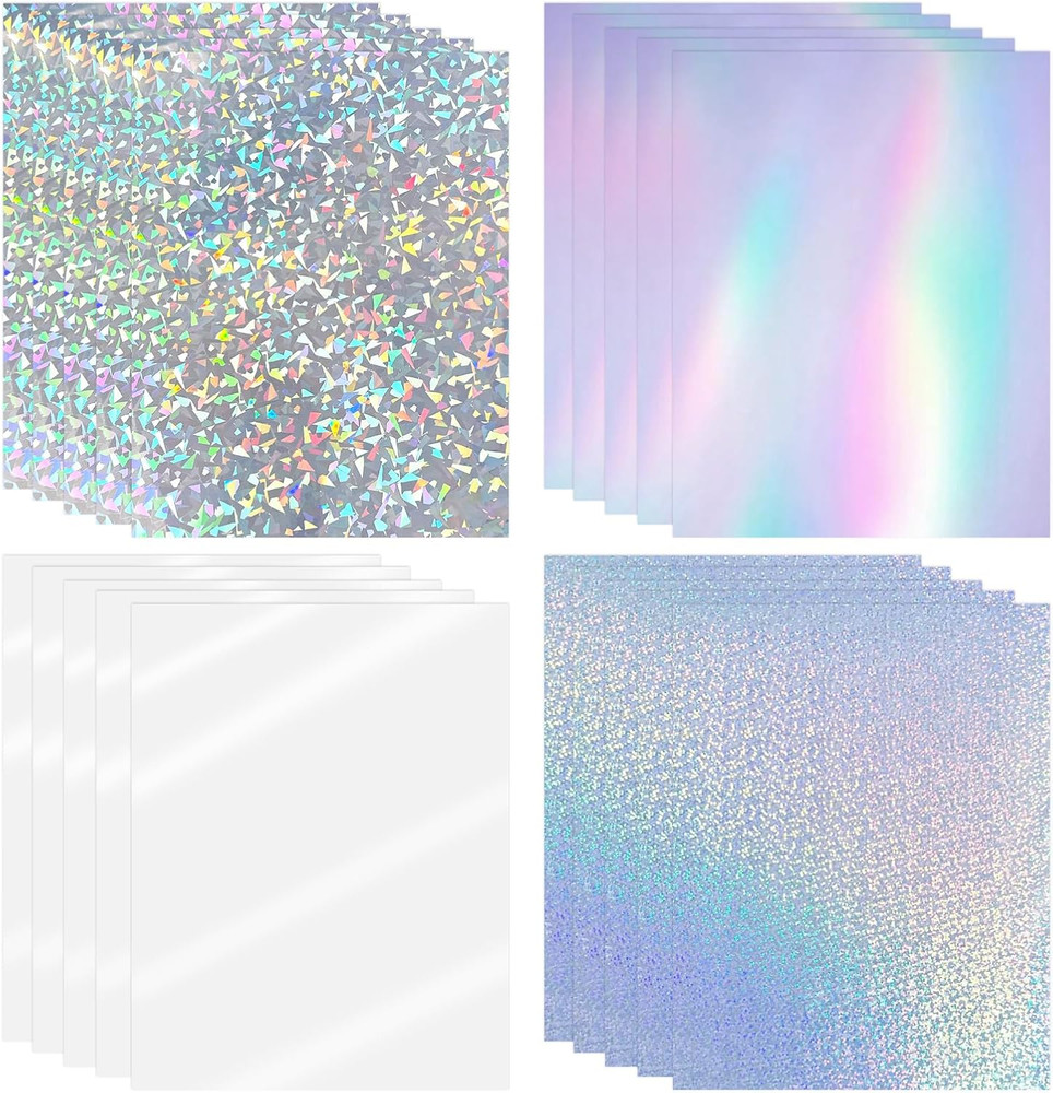 Holographic Sticker Paper for Inkjet & Laser Printer 8.5X11 Inch Printable Vinyl