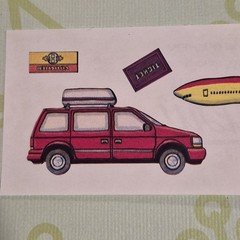 Vintage travel vacation sticker sheet 90s y2k plane car planner junk journal