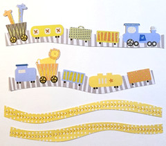 Zoo Train Stickers K&Company Glitter Animal Circus Scrapbook Borders 4pc 6″