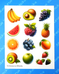 Fresh Fruit Sticker Sheet Grapes Berries Orange Bananas Apple Kiwi Pineapple
