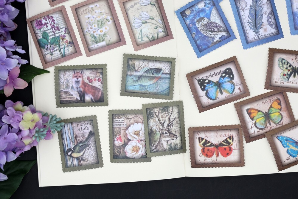 flower washi stamp stickers | flower animal butterfly stamp themed washi sticker