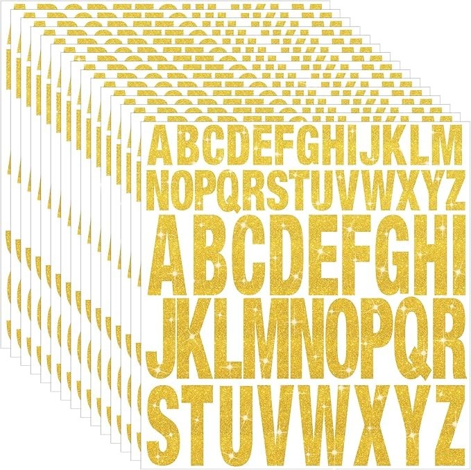 15 Sheets Letter Stickers 780 Pcs Glitter Capital Letters Large Self-Adhesive