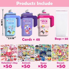 48 Pack Valentines Day Cards for Kids School with 200PCS Valentines Stickers,…