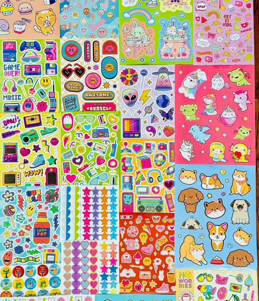 Retro Stickers in bulk – music 70s 80s 90 nostalgia y2k good vibes kawaii peace