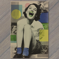 STICKER Woman Portrait Collage Green Lips Modern Style «` 😈💚✨