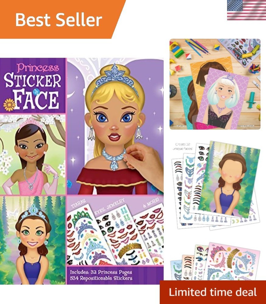Endless Fun with Princess Create-A-Face Sticker Pad – 32 Blank Pages & 6 Sheets