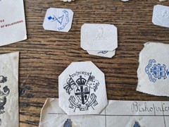 Antique Monogram Crests Coat Of Arms Ex Libris Historic Lot Art