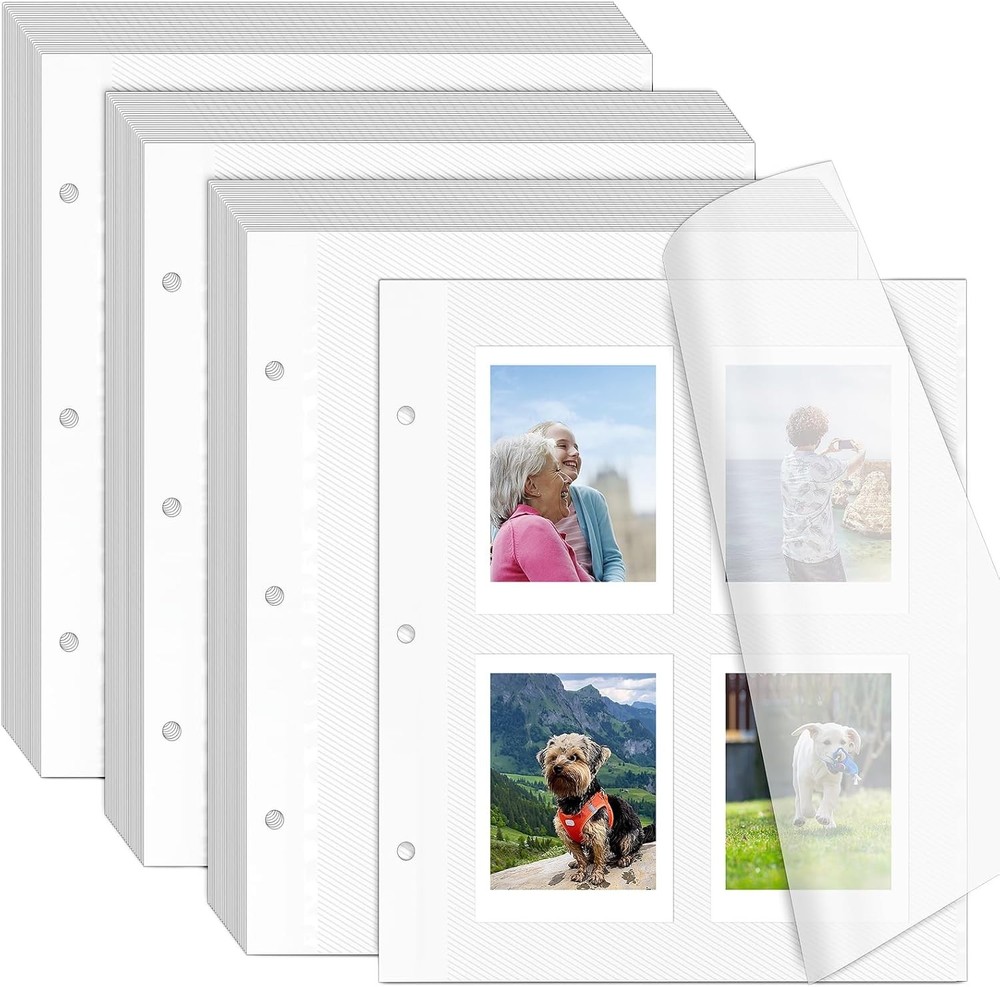 60 Sheets Self Adhesive Photo Album Refill Pages for 3 Ring Binder 9×11 Inch