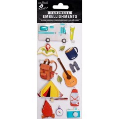 Stickers 3D Little Birdie Resin Camping Tent Campfire Lantern Guitar Camper Map