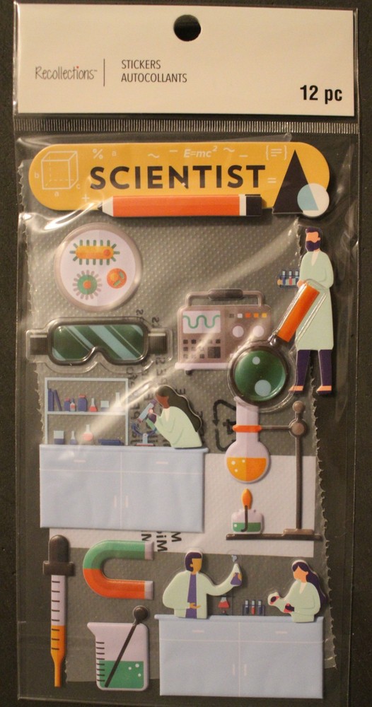 New Recollections scrapbook stickers SCIENTIST chemistry experiment laboratory