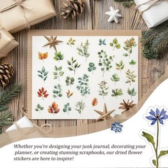 450 Pcs Flower Stickers for Scrapbook Supplies, Dried Pressed Colorful