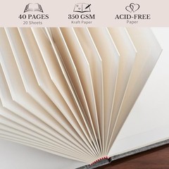 Pssoss Linen Scrapbook Album 8×8 DIY Photo Memory Book 40 Pages Beige Hardcover