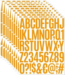 8 Sheets of Bright Orange Vinyl Letter & Number Stickers for Creative Projects