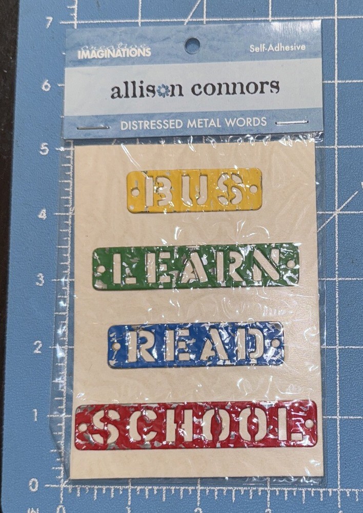 Creative Imaginations Distressed Metal Words Allison Connors NIP – School