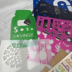 Craft Lot Journal Supplies Washi Hanger Tape Stamps Stickers Stencils Punches