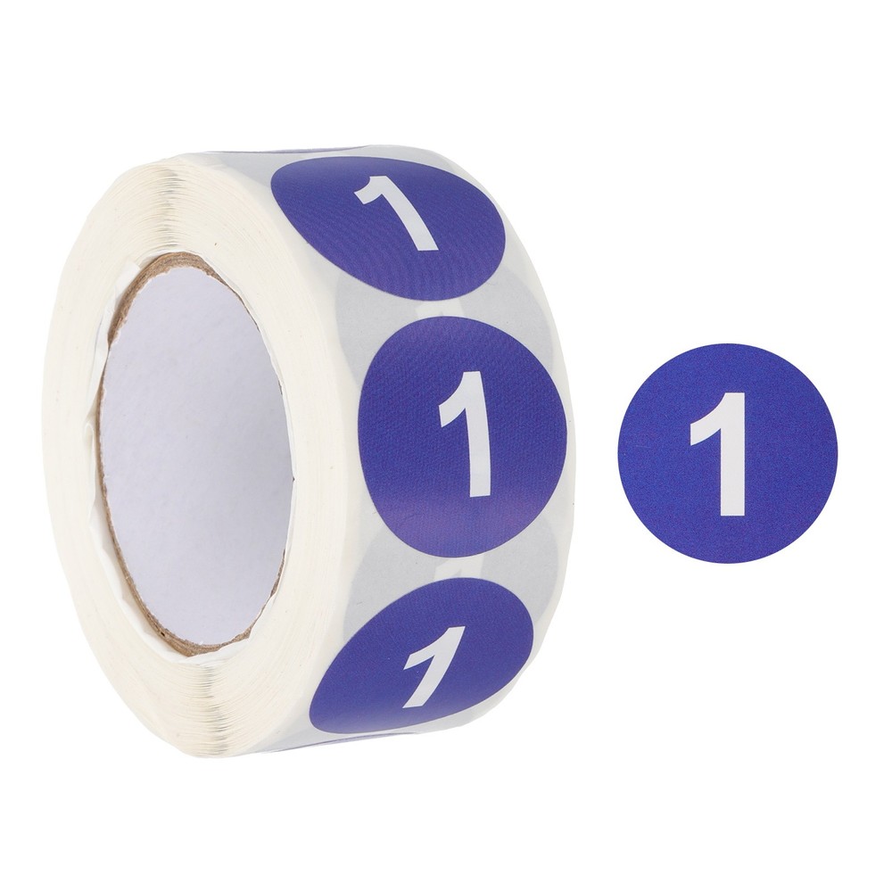 Number 1 Stickers 1″ Round Coded Self-Adhesive Labels Dark Blue 500Pcs/Roll