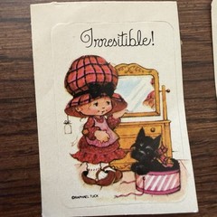 Vintage Raphael Tuck Sticker Set Of 2 Girl & Scottie Dog 1970s Retro